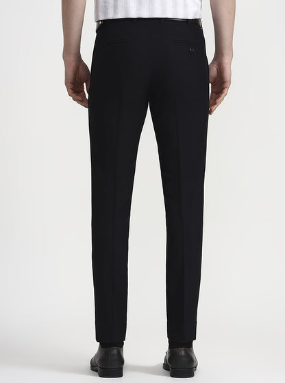 Black Solid Slim Fit Formal Trouser | Metal