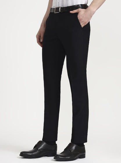 Black Solid Slim Fit Formal Trouser | Metal