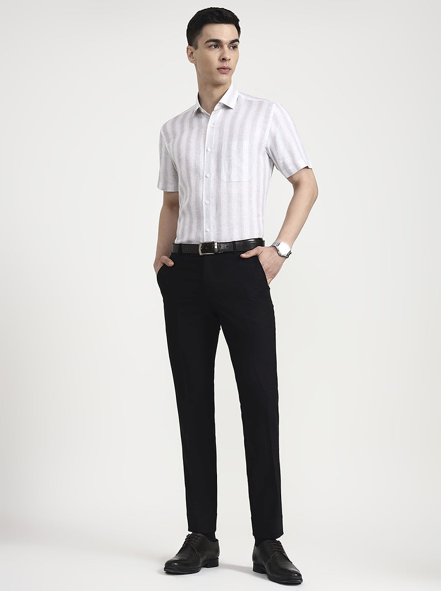 Black Solid Slim Fit Formal Trouser | Metal