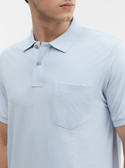 Sky Blue Solid Regular Fit Polo T-Shirt | Greenfibre