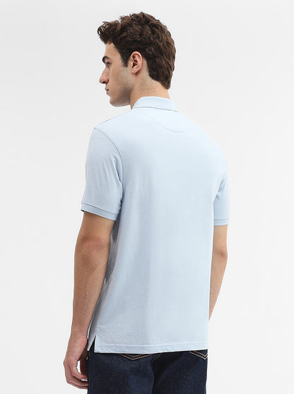 Sky Blue Solid Regular Fit Polo T-Shirt | Greenfibre