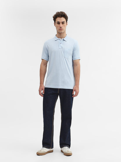 Sky Blue Solid Regular Fit Polo T-Shirt | Greenfibre