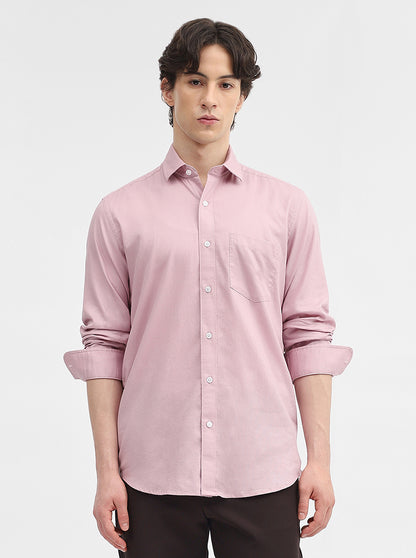Pink Solid Slim Fit Semi Casual Shirt | JadeBlue