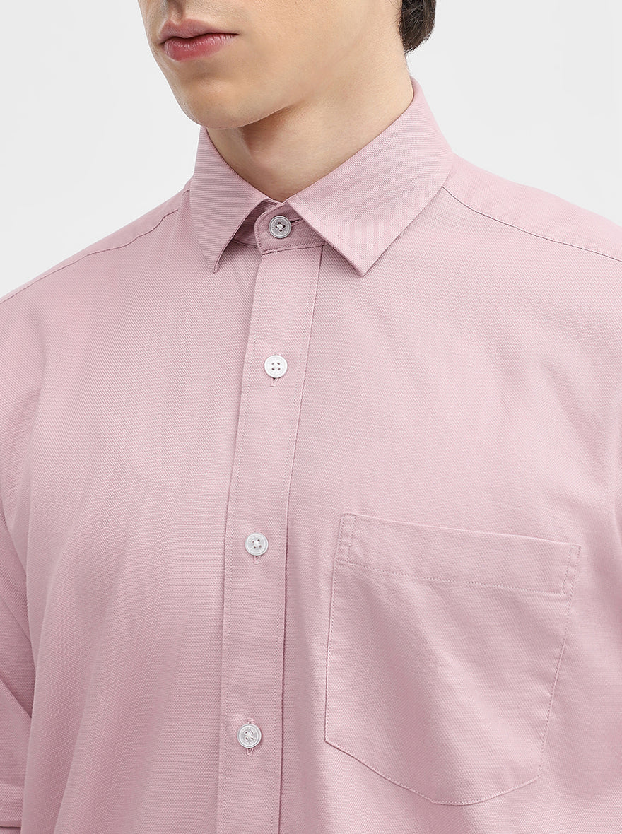 Pink Solid Slim Fit Semi Casual Shirt | JadeBlue