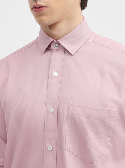 Pink Solid Slim Fit Semi Casual Shirt | JadeBlue