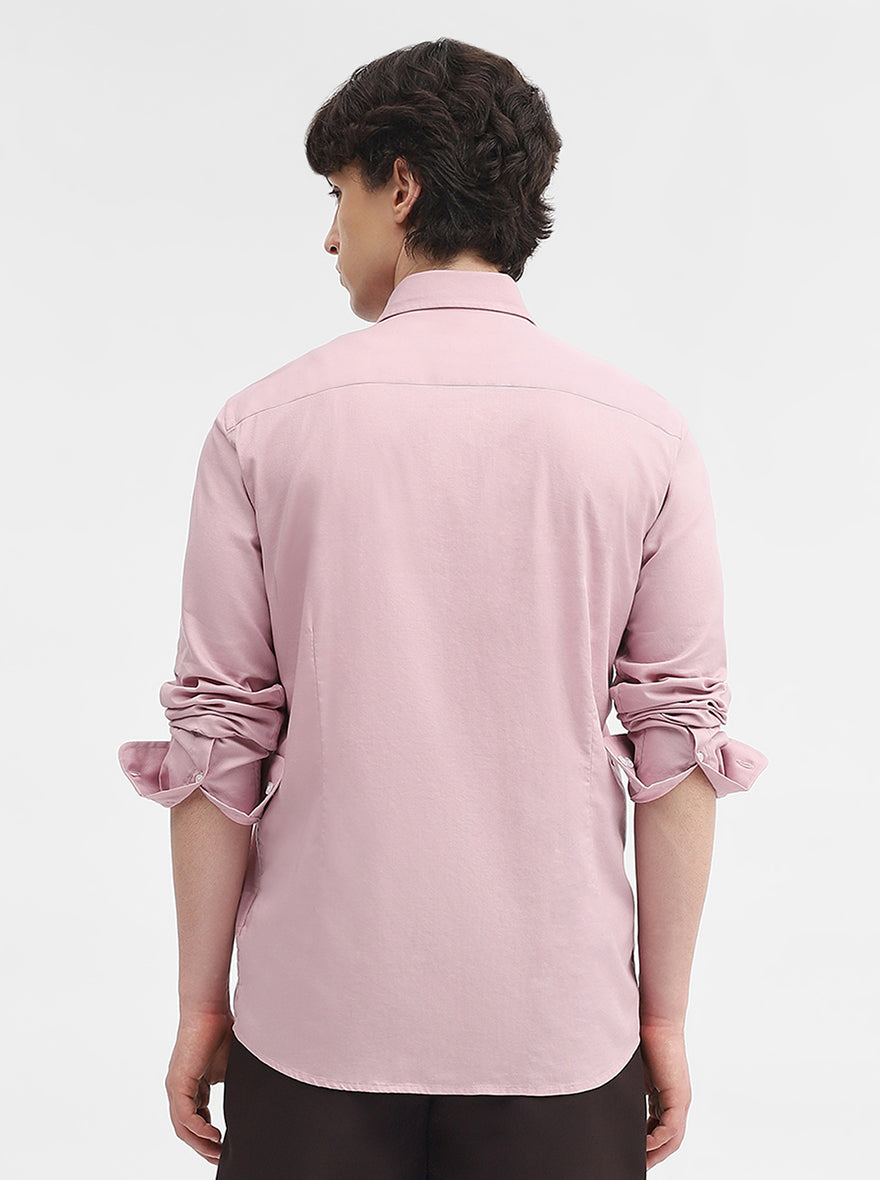Pink Solid Slim Fit Semi Casual Shirt | JadeBlue