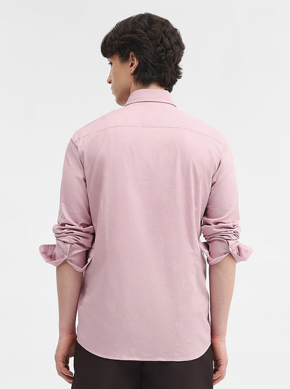 Pink Solid Slim Fit Semi Casual Shirt | JadeBlue