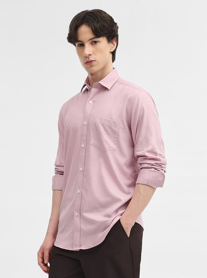 Pink Solid Slim Fit Semi Casual Shirt | JadeBlue