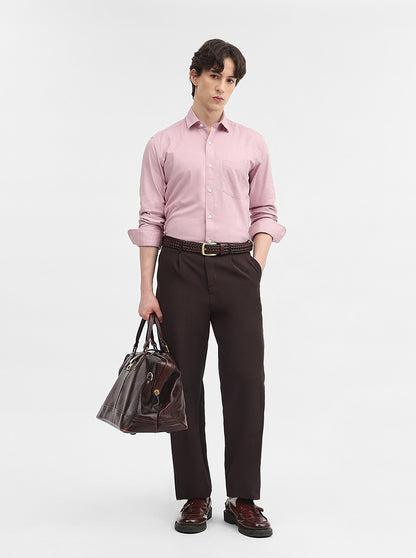 Pink Solid Slim Fit Semi Casual Shirt | JadeBlue