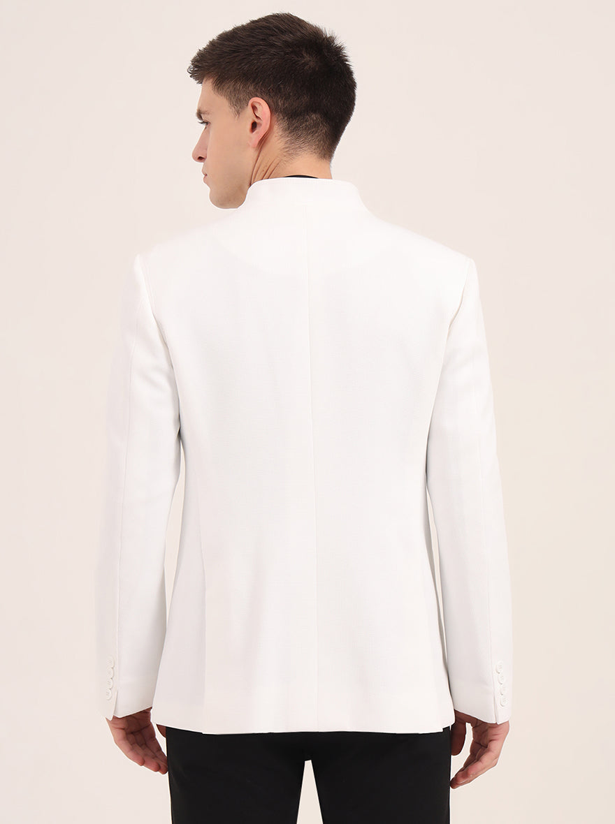 White Solid Regular Fit Blazer | JB Studio