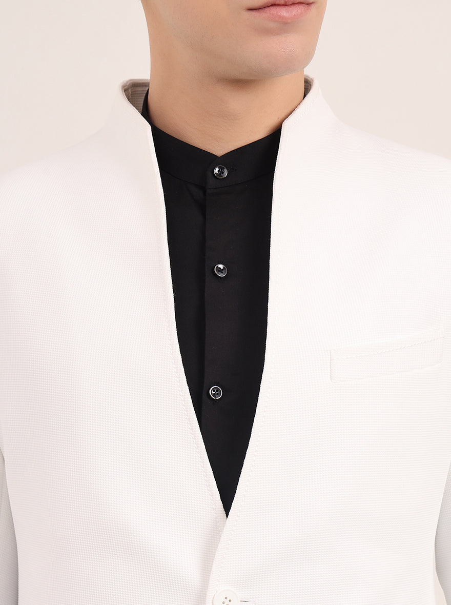 White Solid Regular Fit Blazer | JB Studio