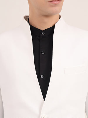 White Solid Regular Fit Blazer | JB Studio