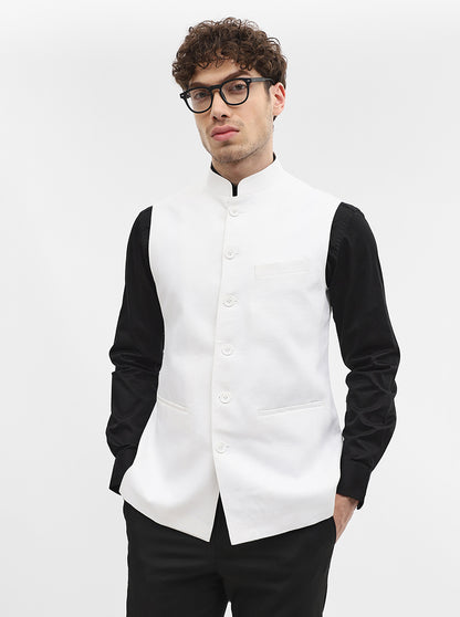 White Solid Modi Jacket | JadeBlue