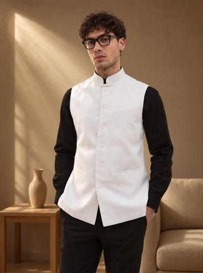 White Solid Modi Jacket | JadeBlue