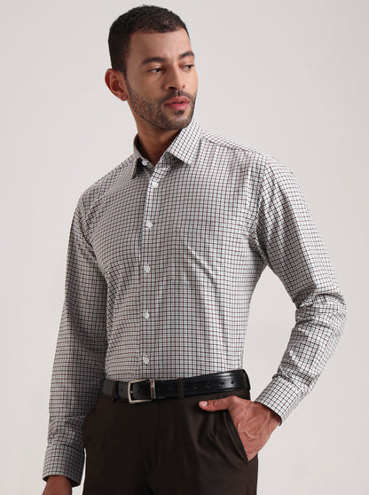 Maroon Checked Regular Fit Formal Shirt | JadeBlue