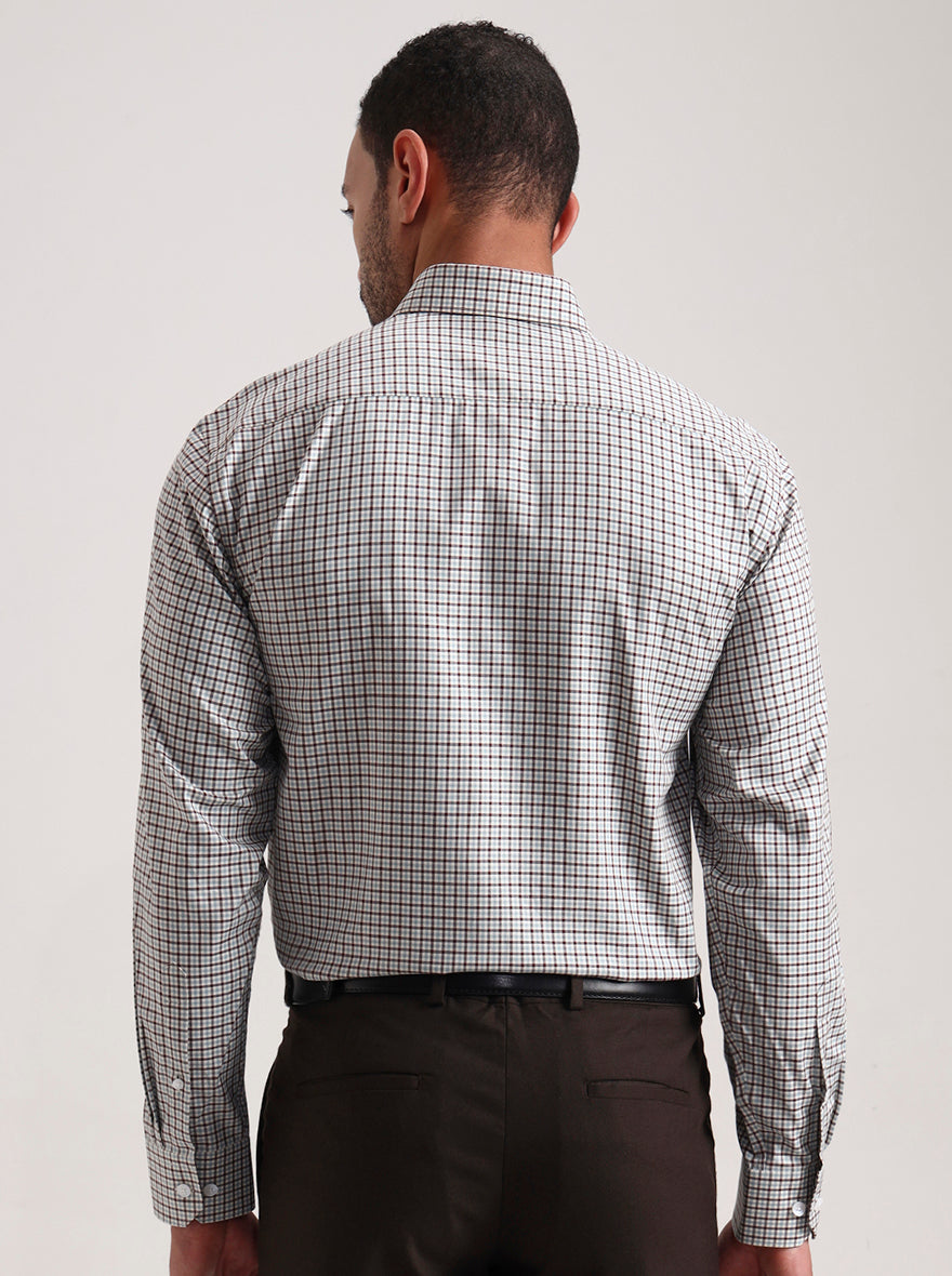 Maroon Checked Regular Fit Formal Shirt | JadeBlue