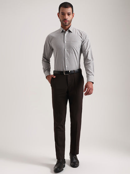Maroon Checked Regular Fit Formal Shirt | JadeBlue