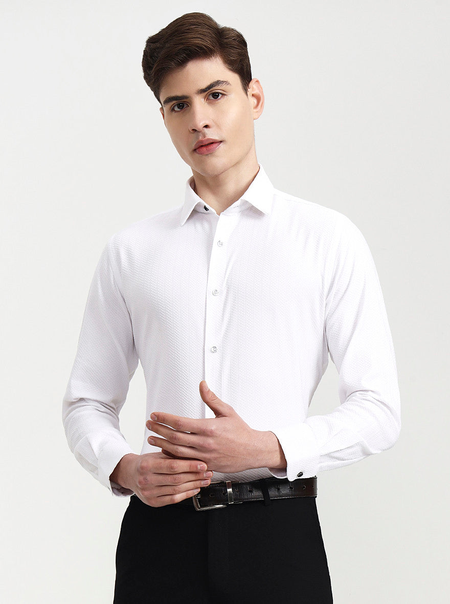 White Solid Slim Fit Party Wear Shirt | Wyre