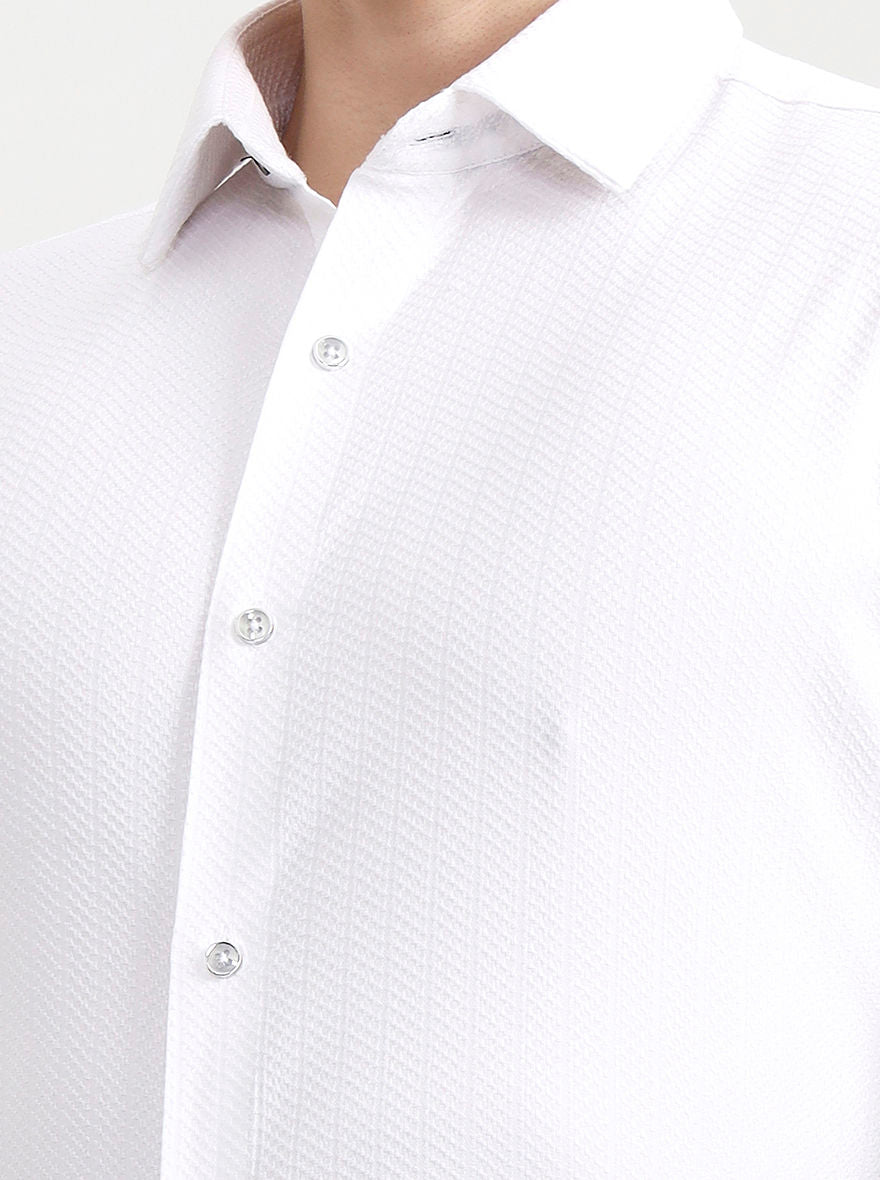 White Solid Slim Fit Party Wear Shirt | Wyre