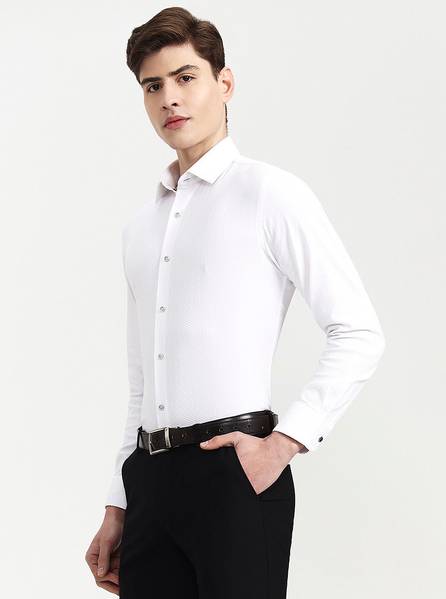 White Solid Slim Fit Party Wear Shirt | Wyre