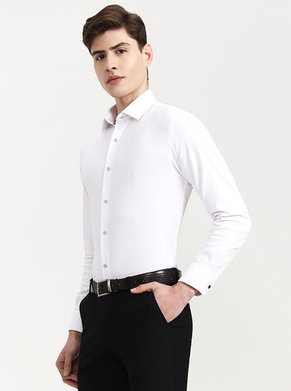 White Solid Slim Fit Party Wear Shirt | Wyre
