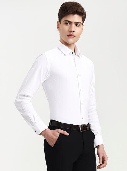 White Solid Slim Fit Party Wear Shirt | Wyre