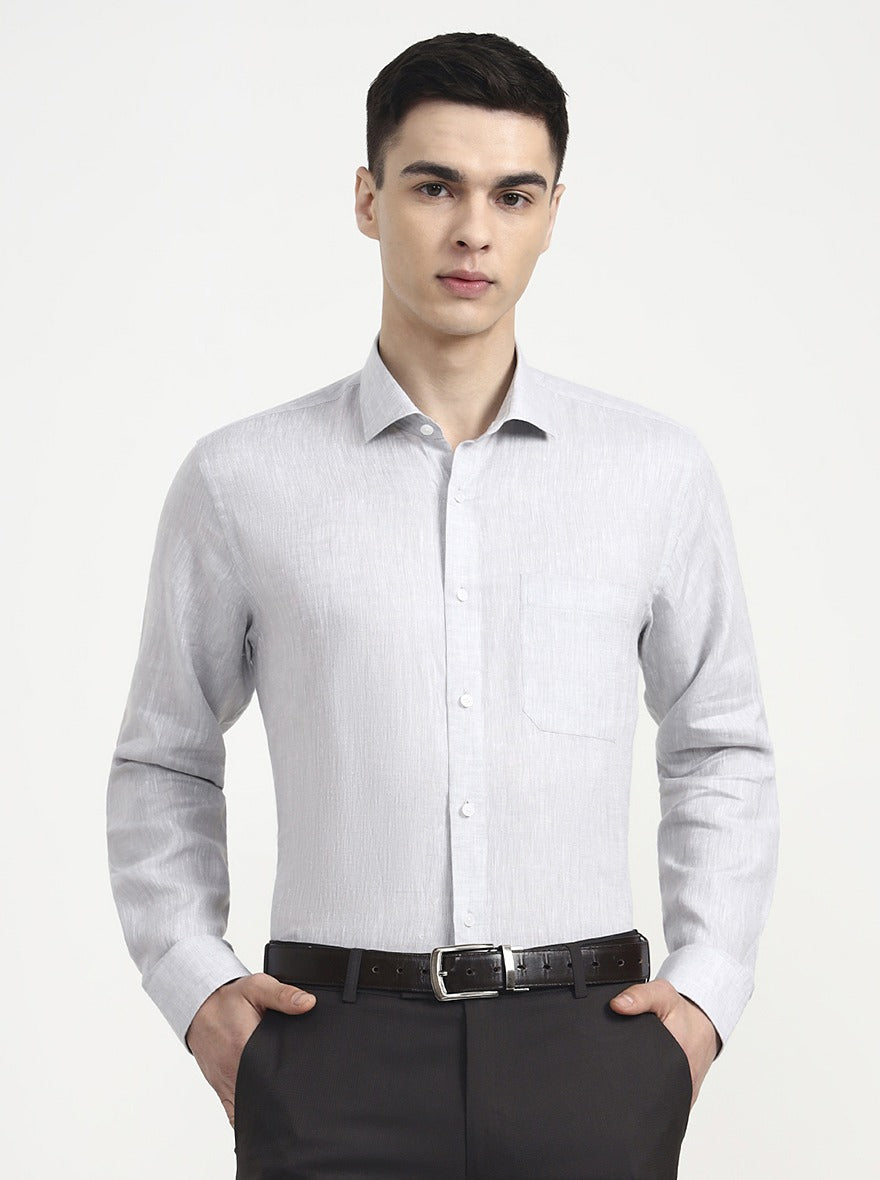 Light Grey Solid Regular Fit Formal Shirt | JadeBlue
