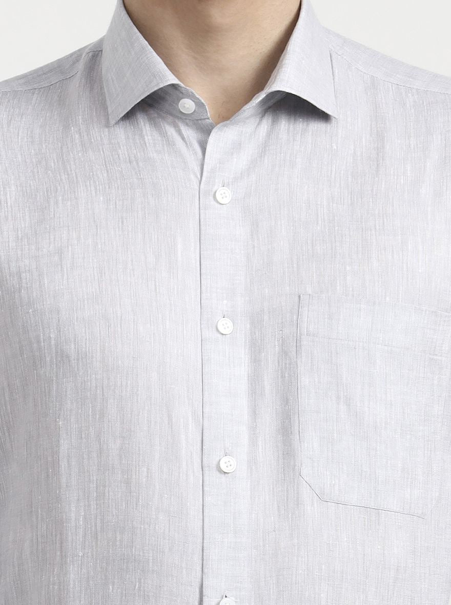 Light Grey Solid Regular Fit Formal Shirt | JadeBlue