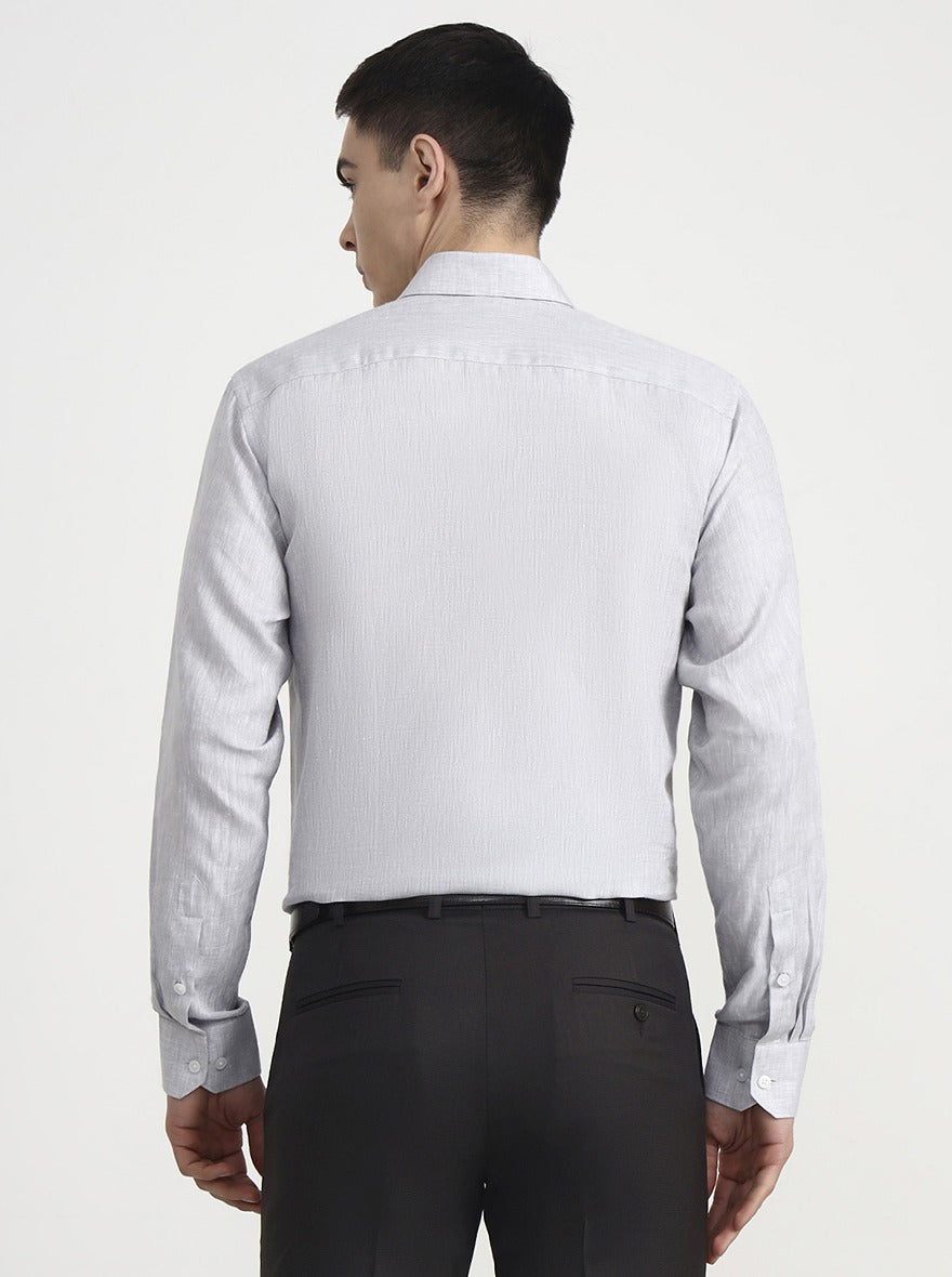 Light Grey Solid Regular Fit Formal Shirt | JadeBlue