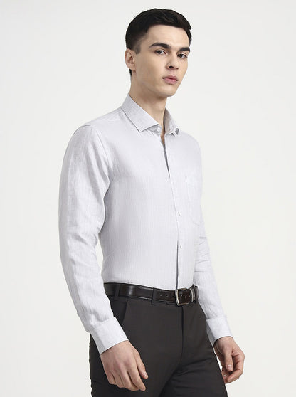 Light Grey Solid Regular Fit Formal Shirt | JadeBlue