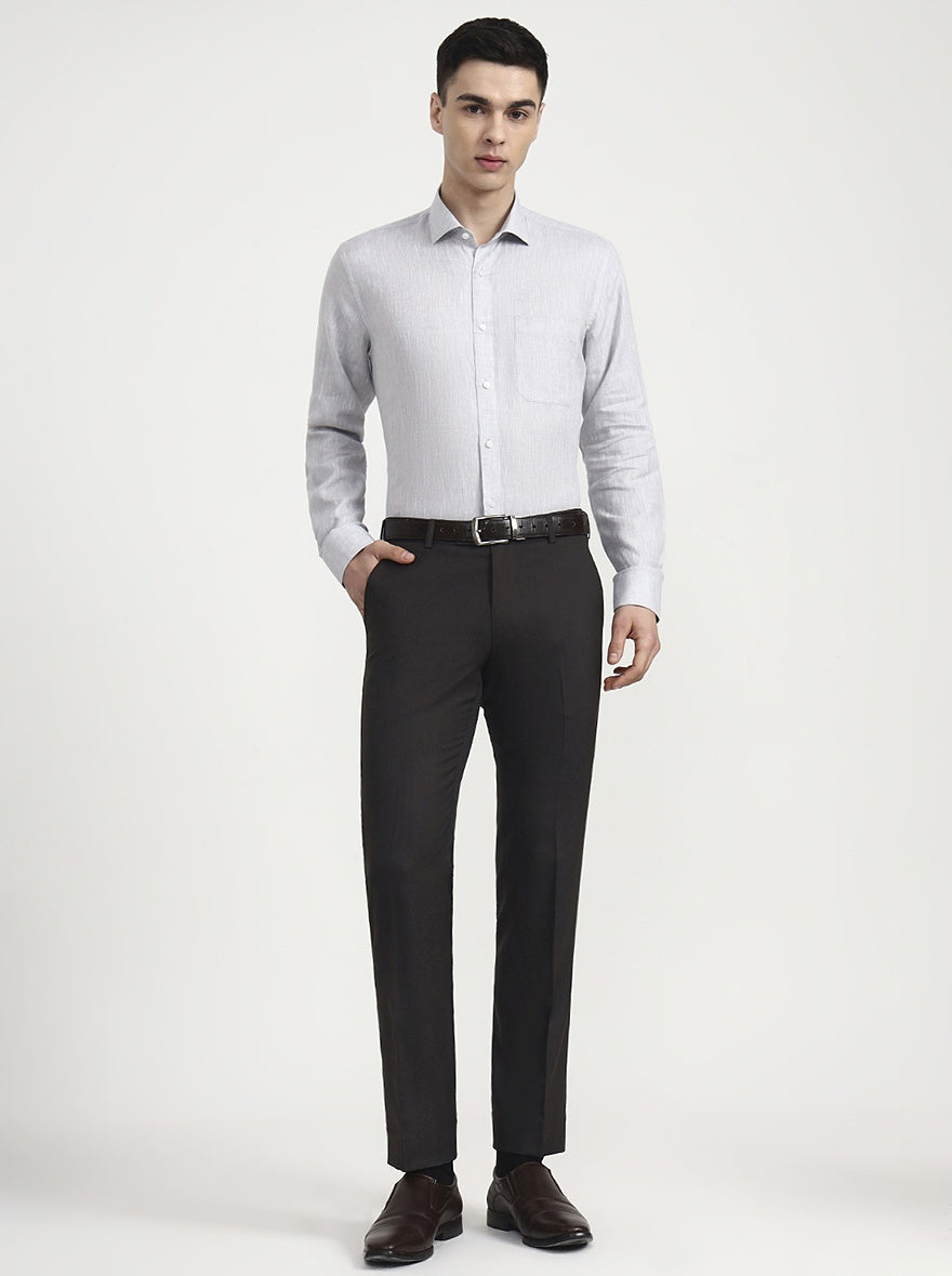 Light Grey Solid Regular Fit Formal Shirt | JadeBlue