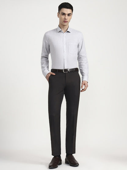Light Grey Solid Regular Fit Formal Shirt | JadeBlue