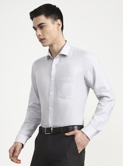 Light Grey Solid Regular Fit Formal Shirt | JadeBlue