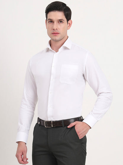 White Solid Slim Fit Formal Shirt | Metal