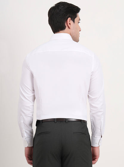White Solid Slim Fit Formal Shirt | Metal