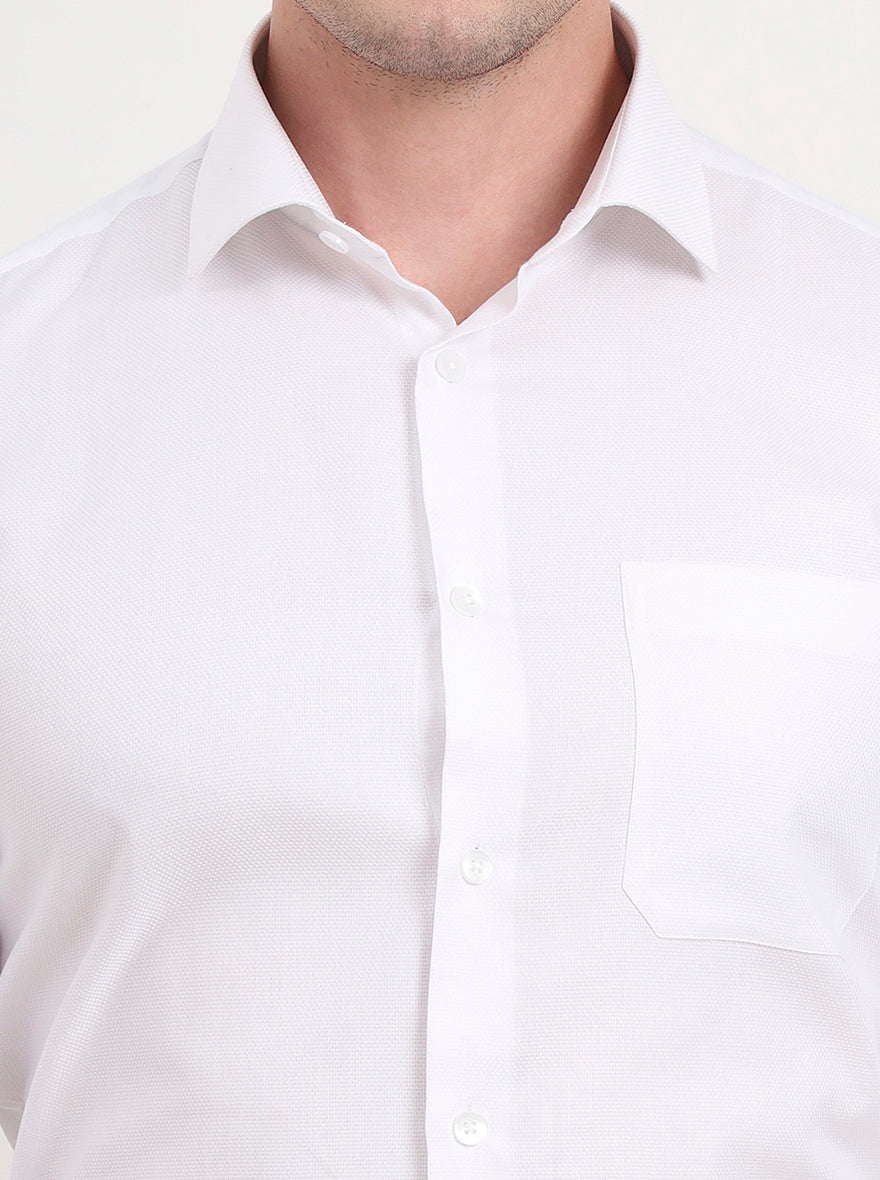White Solid Slim Fit Formal Shirt | Metal