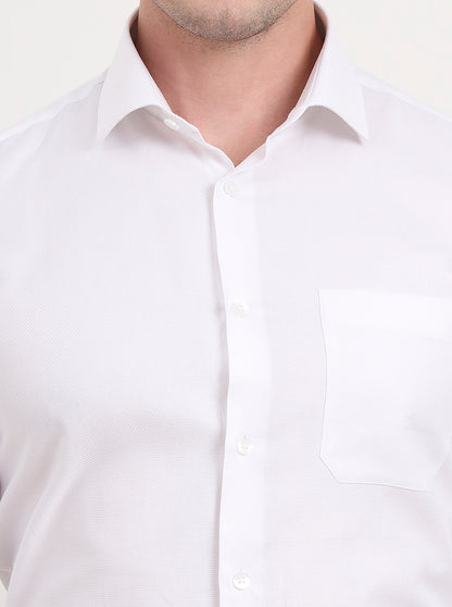 White Solid Slim Fit Formal Shirt | Metal