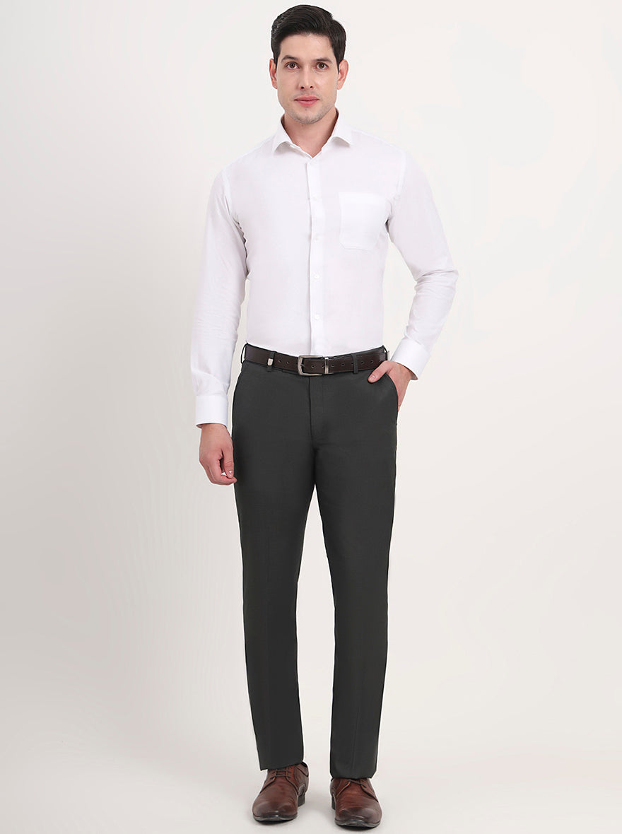White Solid Slim Fit Formal Shirt | Metal