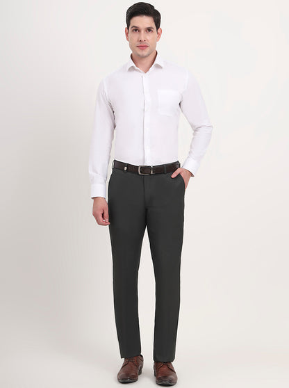 White Solid Slim Fit Formal Shirt | Metal