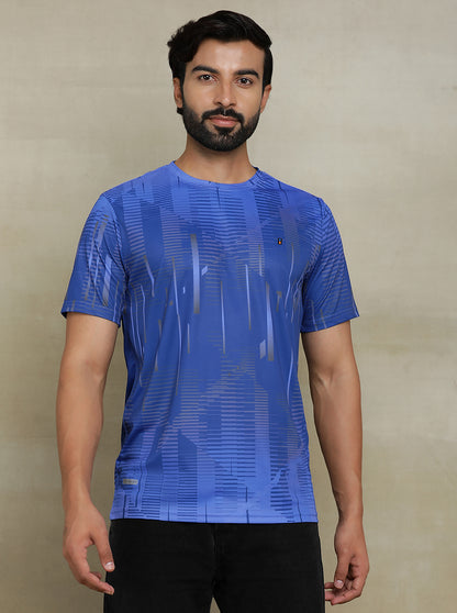 Royal Blue Printed Slim fit T-Shirt | Jade Play