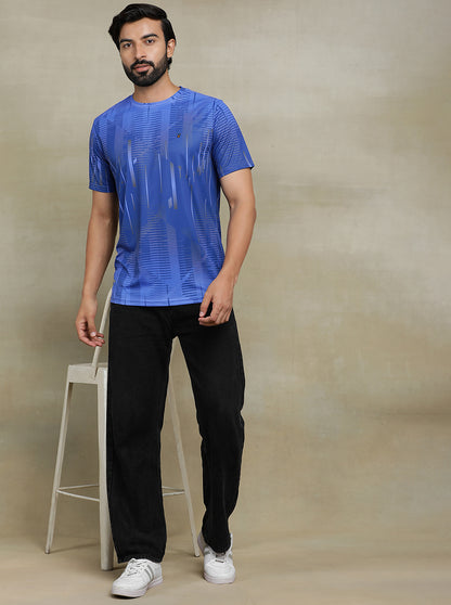 Royal Blue Printed Slim fit T-Shirt | Jade Play