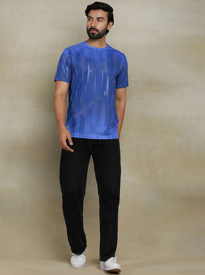 Royal Blue Printed Slim fit T-Shirt | Jade Play