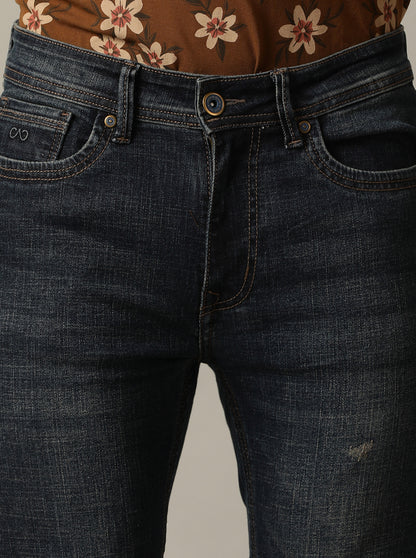 Dark Blue Washed Rider Fit Jeans | JadeBlue