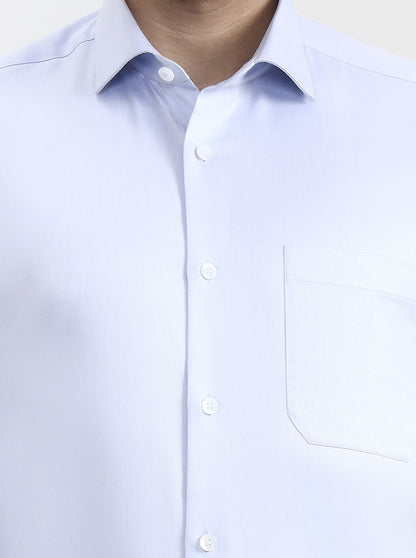Blue Solid Slim Fit Formal Shirt | Metal