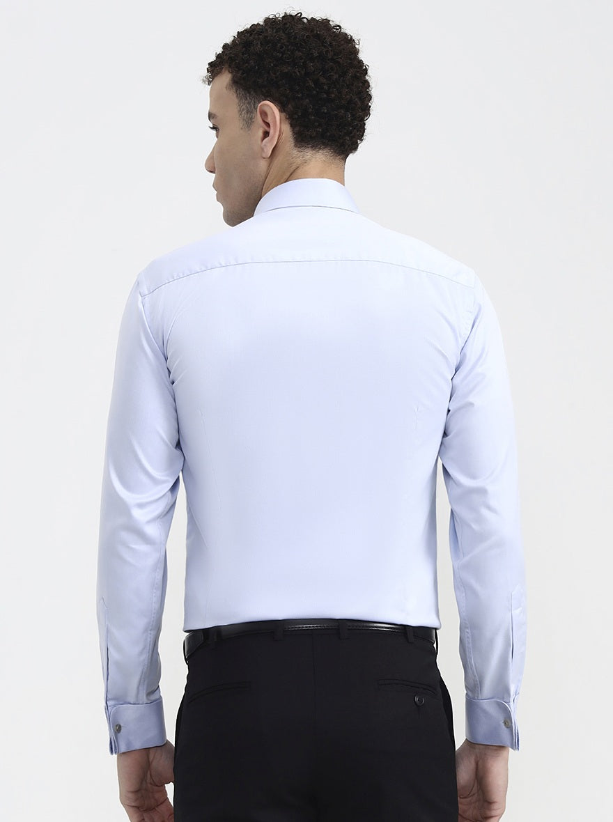 Blue Solid Slim Fit Formal Shirt | Metal