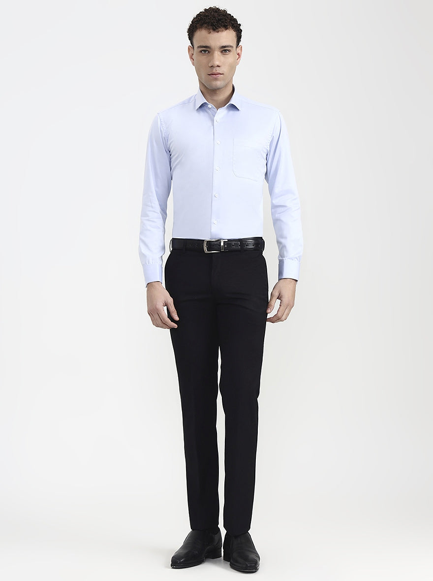 Blue Solid Slim Fit Formal Shirt | Metal