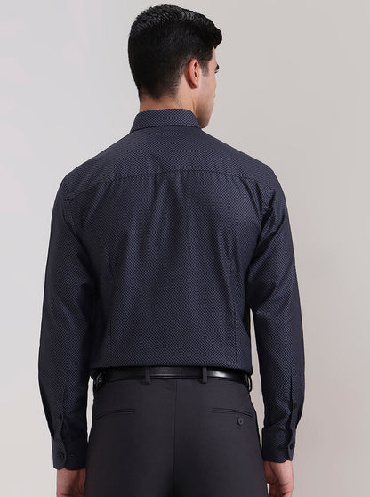 Dark Grey Printed Slim Fit Formal Shirt | Metal
