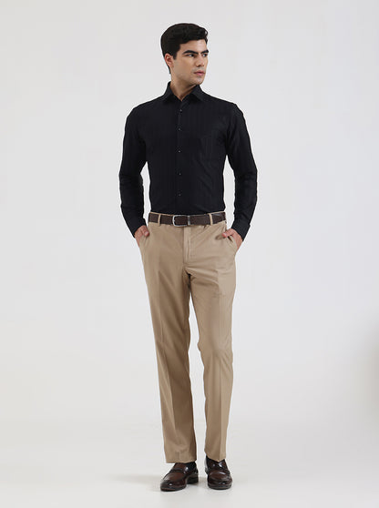 Black Striped Regular Fit Formal Shirt | JadeBlue Youth