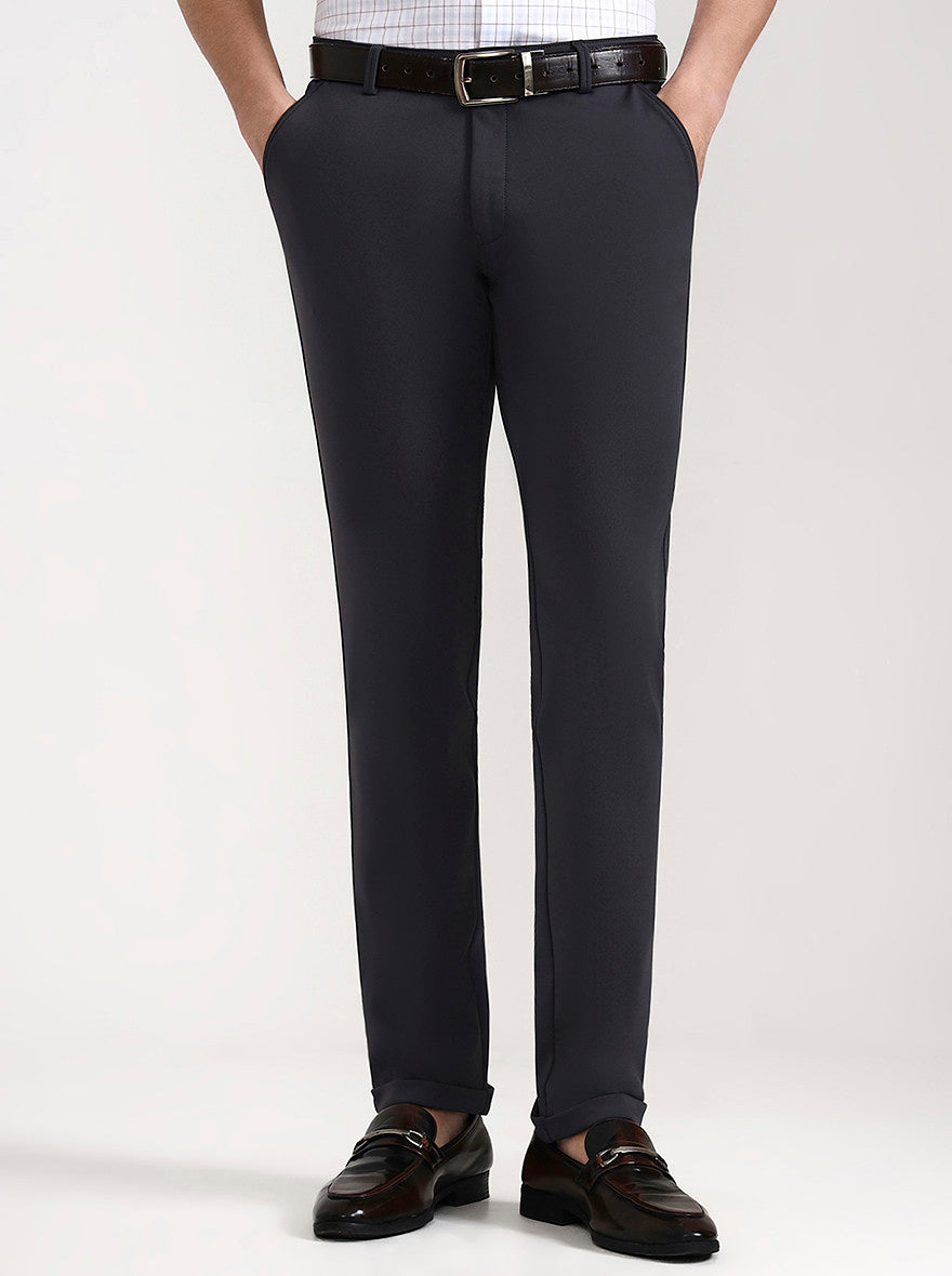 Dark Grey Solid Slim Fit Club Wear Trouser | Wyre
