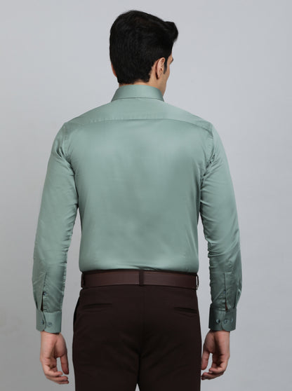 Pista Green Solid Slim Fit Formal Shirt | Metal